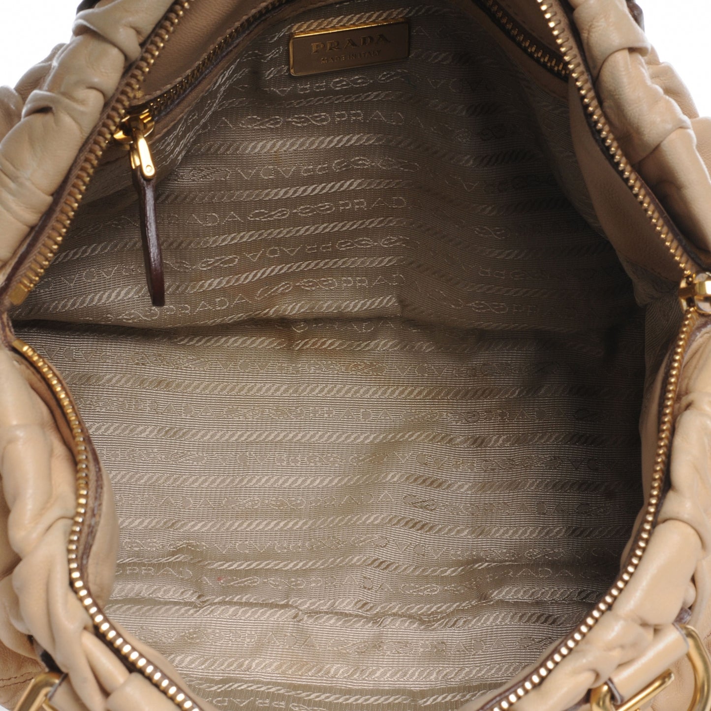 Nappa Leather Gaufre Tote Beige
