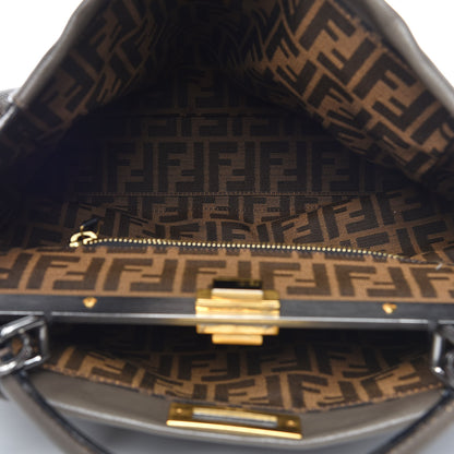 Fendi Goatskin Zucca Large Peekaboo Iconic Satchel Taupe Tobacco Moro 6 of 17