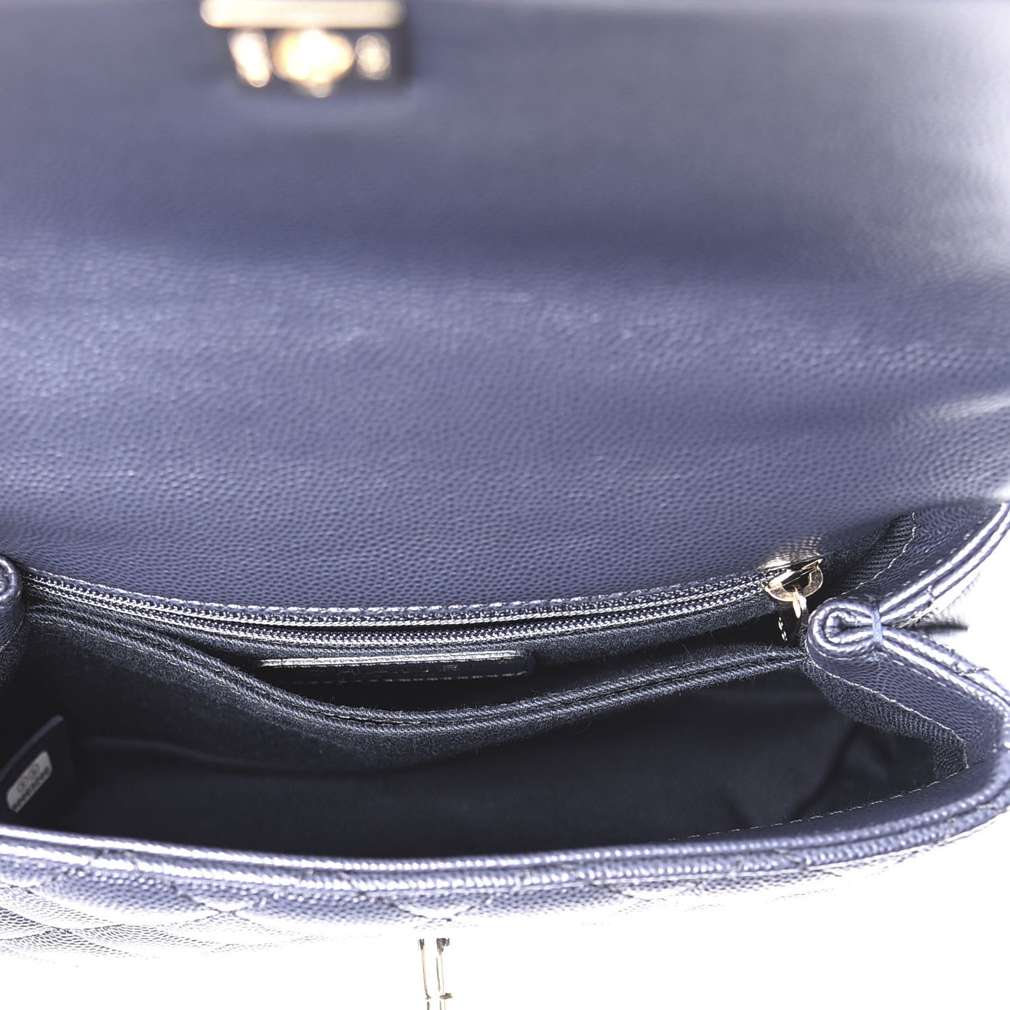 Caviar Quilted Mini Coco Handle Flap Navy Blue
