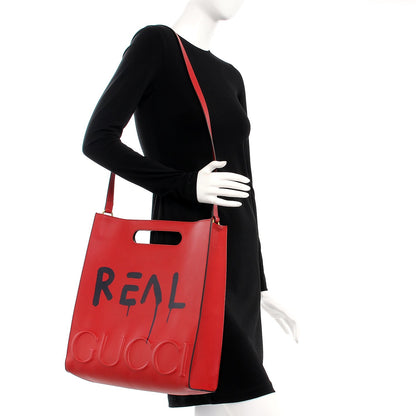 Gucci Calfskin GucciGhost Real Medium XL Tote Hibiscus Red 2 of 11
