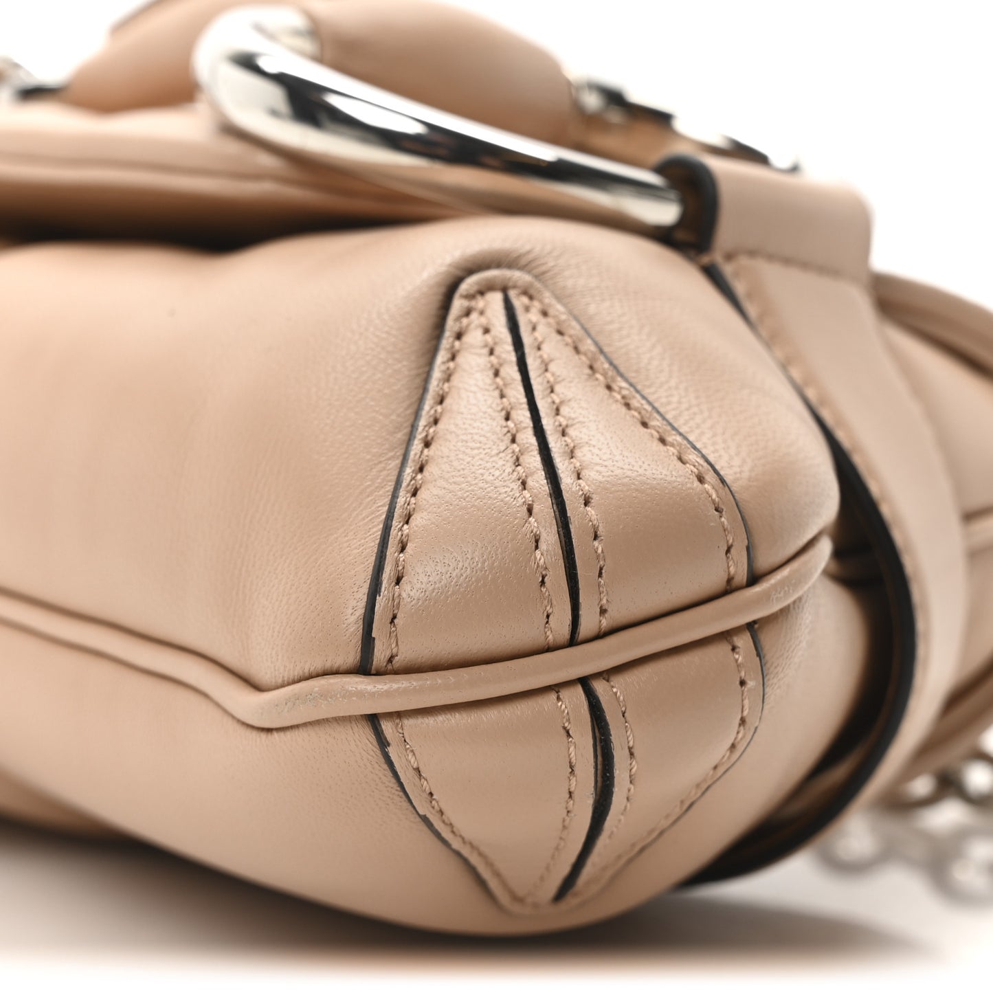 Nappa Vertical Matelasse Medium Maxi Horsebit Chain Shoulder Bag Rose Beige