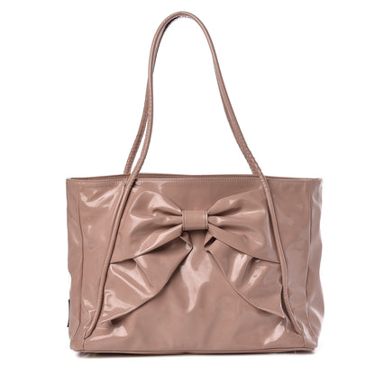 Valentino Garavani Patent Lacca Bow Tote Poudre 1 of 10