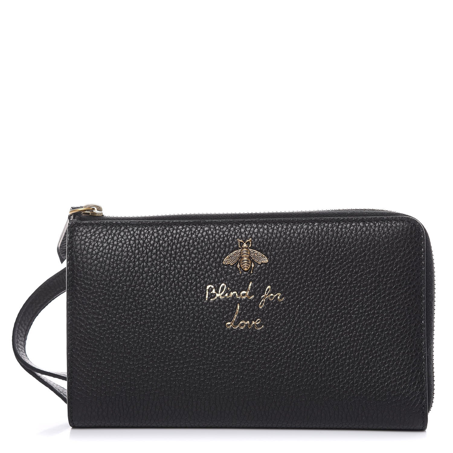 Gucci Calfskin Cellarius Blind For Love Wristlet Black 1 of 8