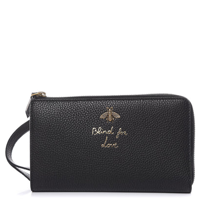 Gucci Calfskin Cellarius Blind For Love Wristlet Black 1 of 8