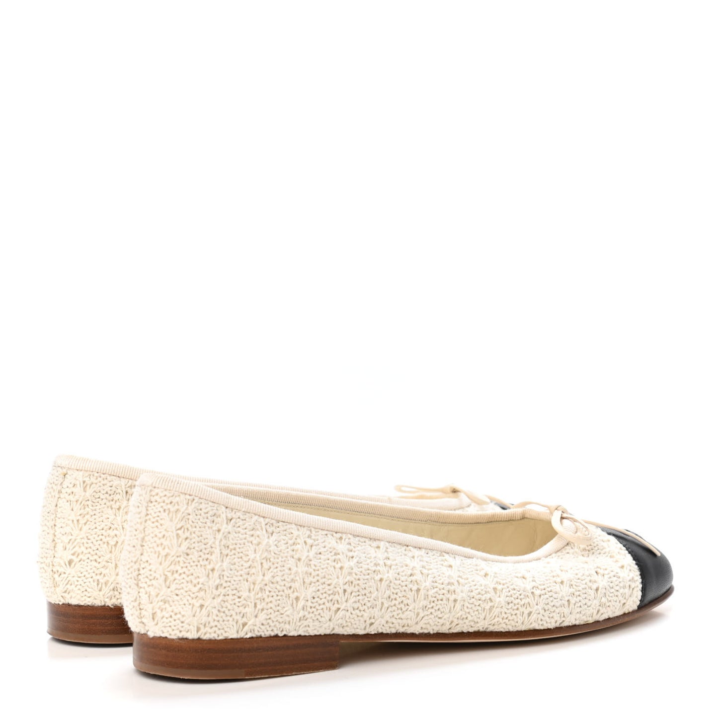 Crochet Cap Toe Ballerina Flats 38 Light Beige