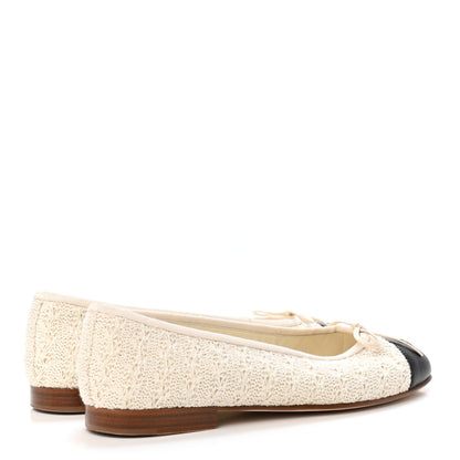 Chanel Crochet Cap Toe Ballerina Flats 38 Light Beige 3 of 4