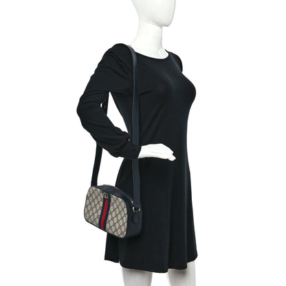 Gucci GG Supreme Monogram Textured Dollar Calfskin Web Small Ophidia Camera Bag Beige Blue 2 of 8