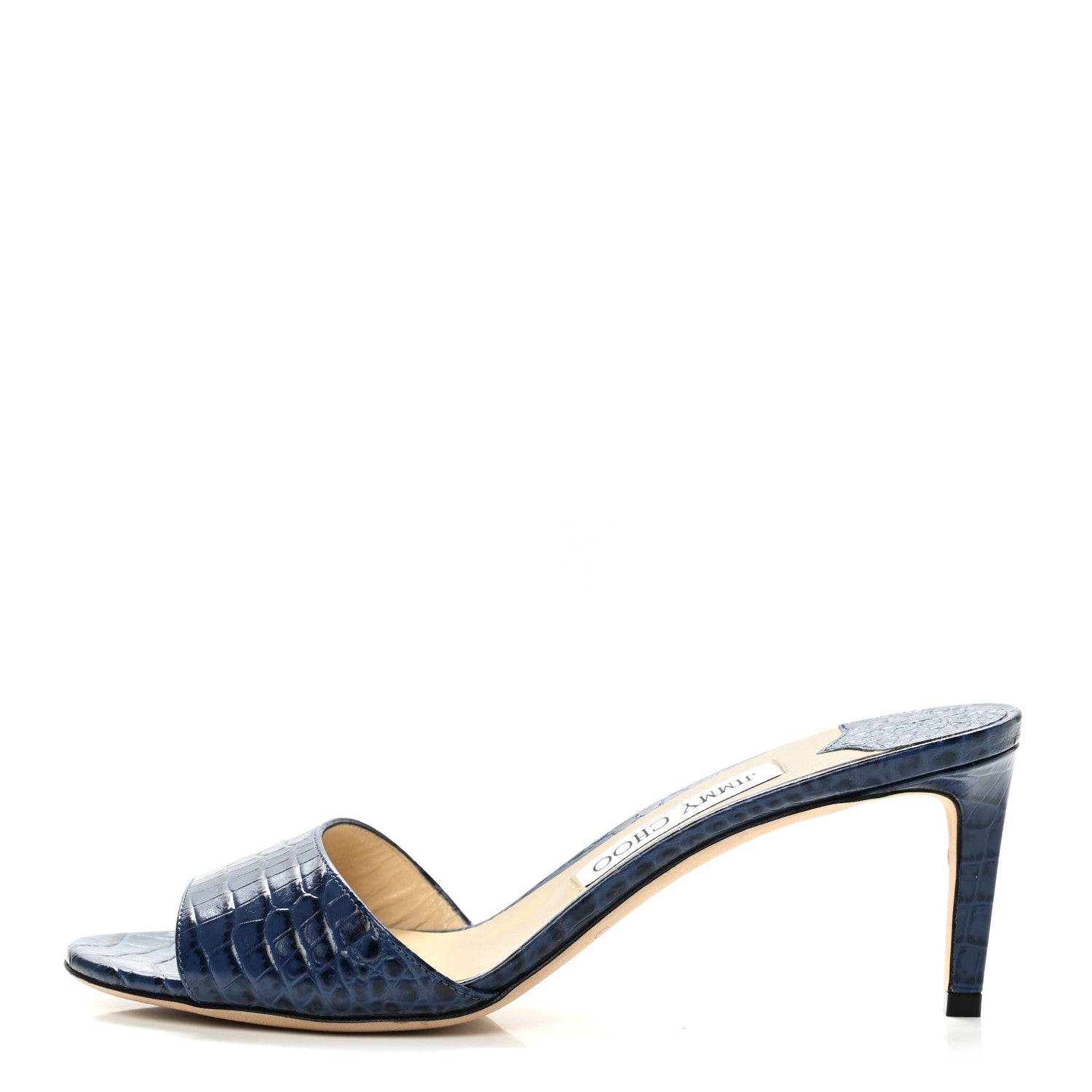 Jimmy Choo Calfskin Crocodile Embossed Stacey 65 Sandal Pumps 38.5