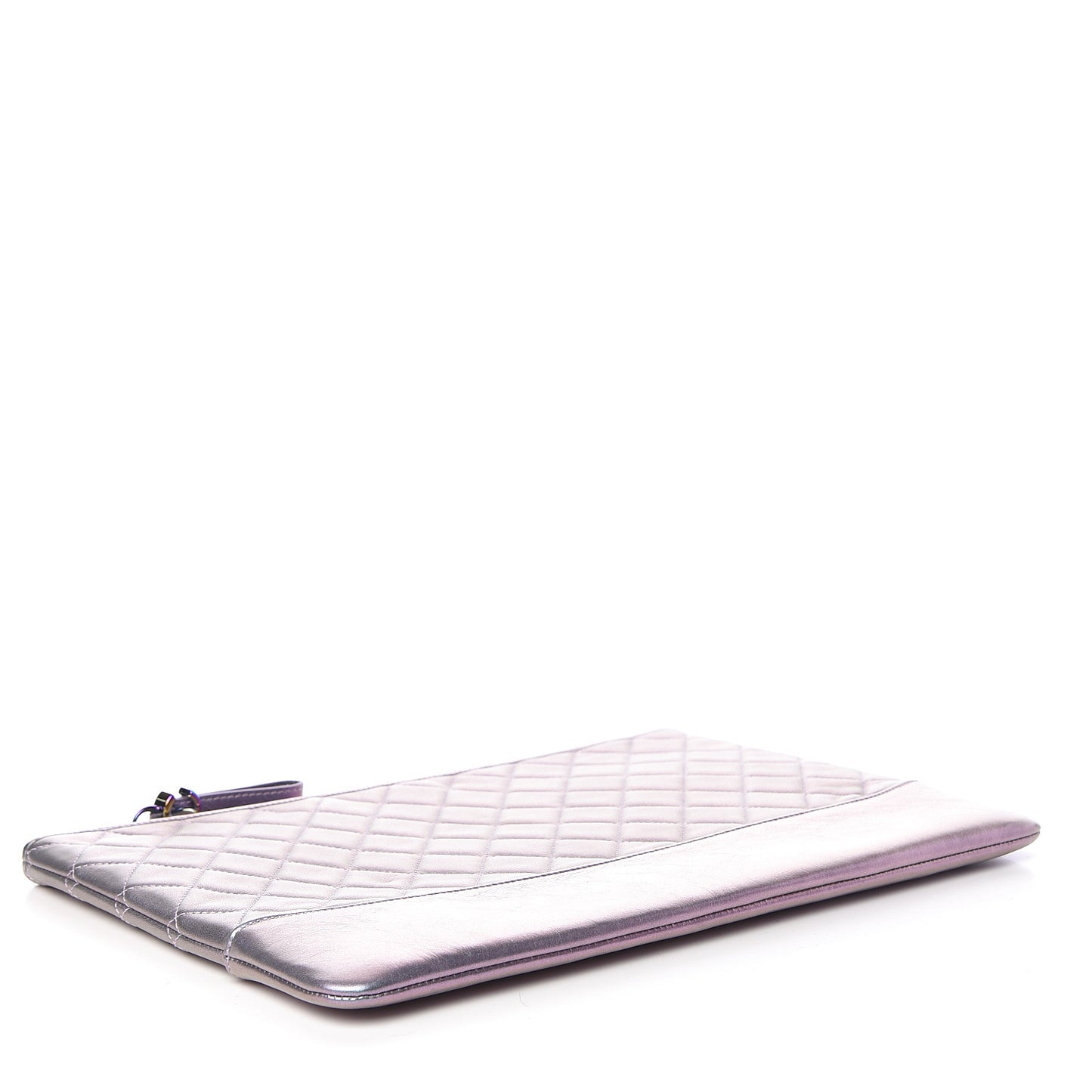 Iridescent Lambskin Quilted Large Gabrielle Cosmetic Case Light Purple