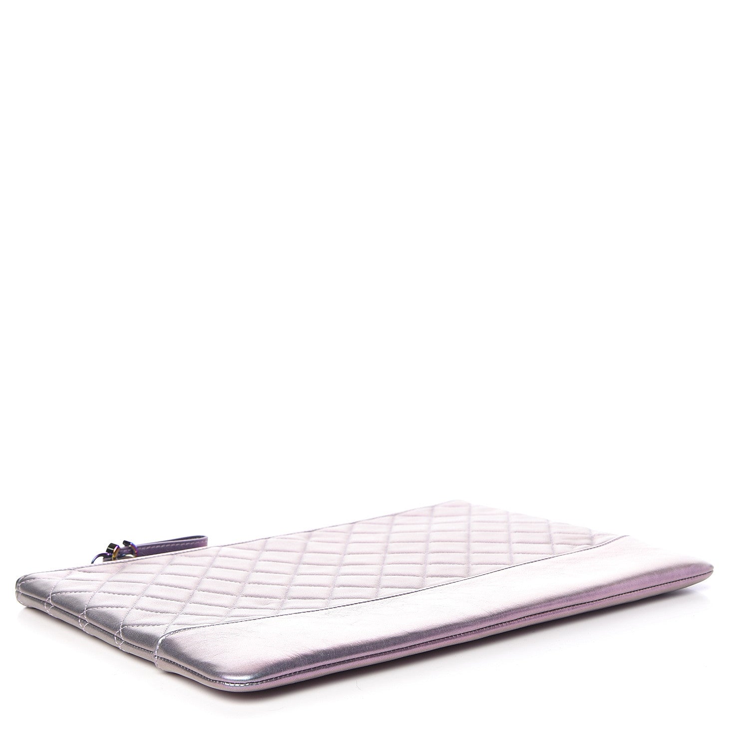 Chanel Iridescent Lambskin Quilted Large Gabrielle Cosmetic Case Light Purple 4 of 10