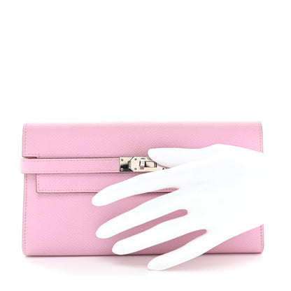 Hermes Epsom Verso Kelly Longue Wallet Mauve Sylvestre Jaune De Naples 2 of 10