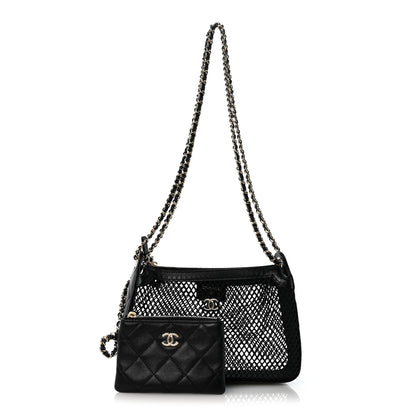 Chanel Mesh Shiny Lambskin Clutch With Chain Black 2 of 11