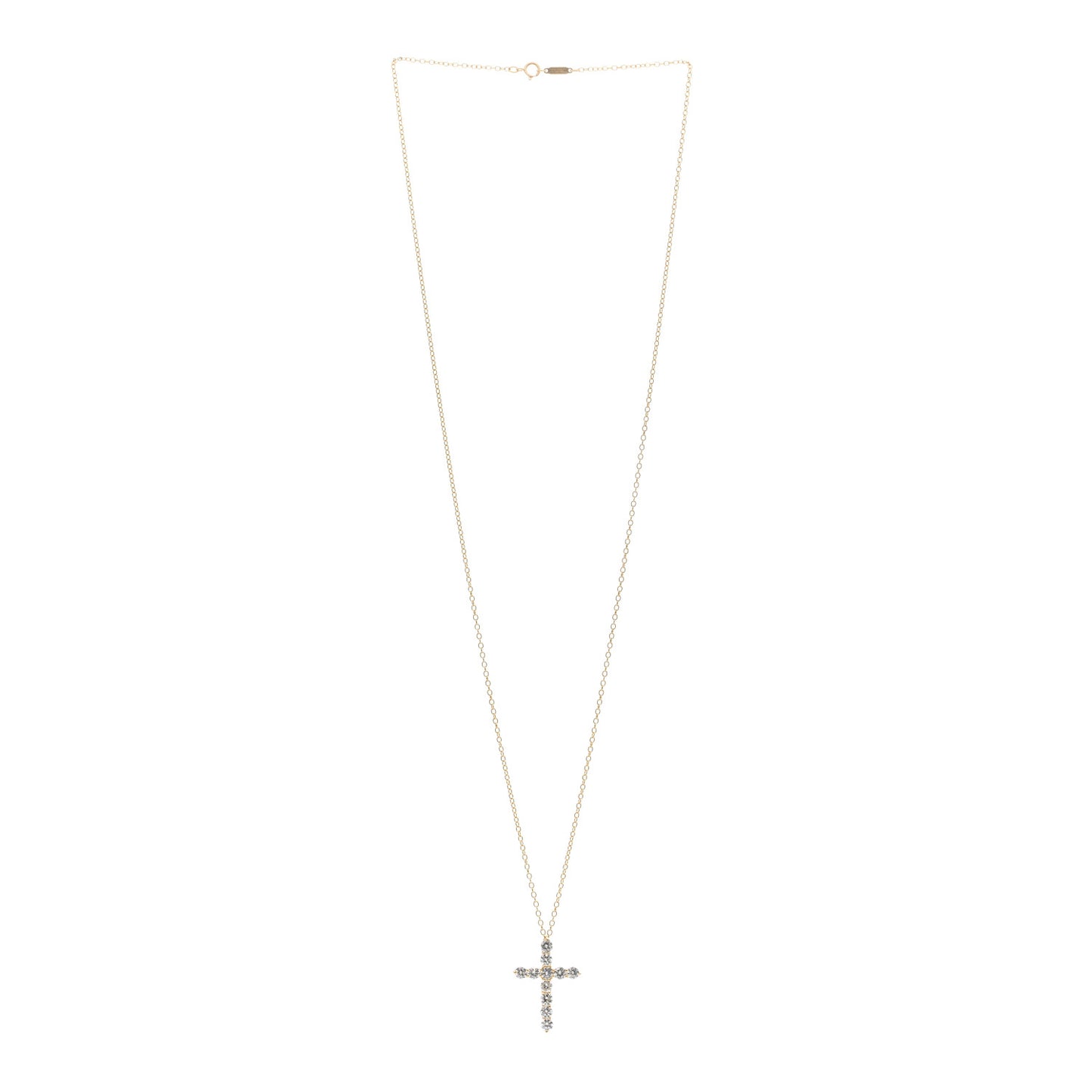 18K Yellow Gold Diamond Large Cross Pendant Necklace