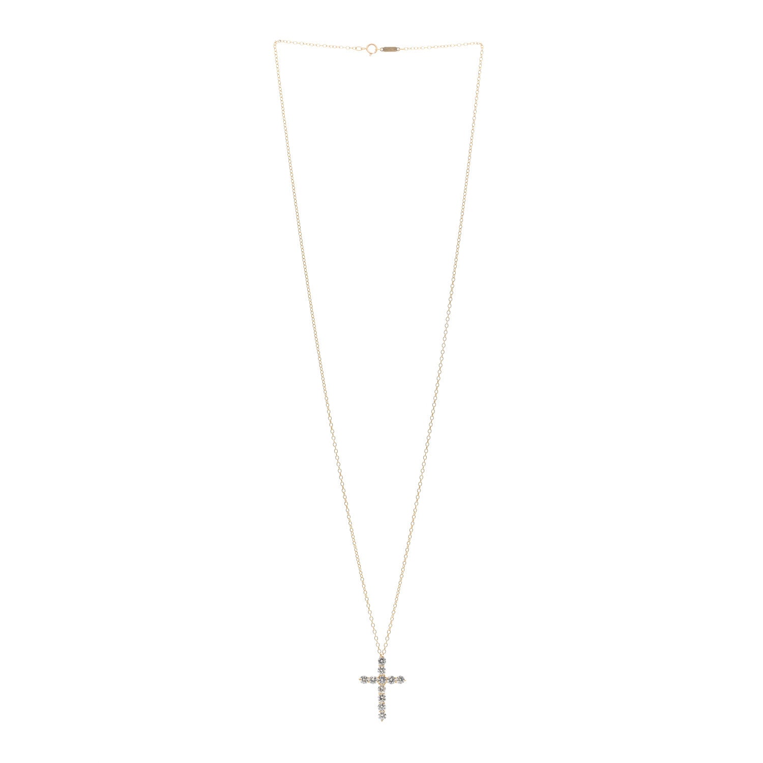 Tiffany 18K Yellow Gold Diamond Large Cross Pendant Necklace 3 of 5
