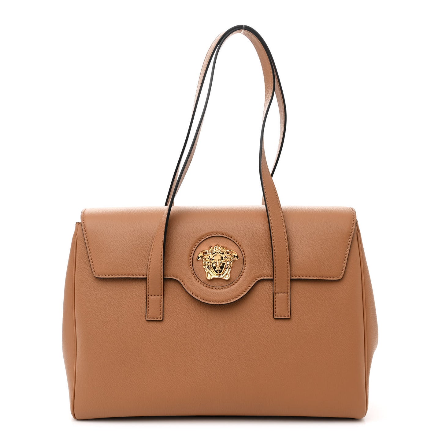 Grained Calfskin La Medusa Tote Caramel