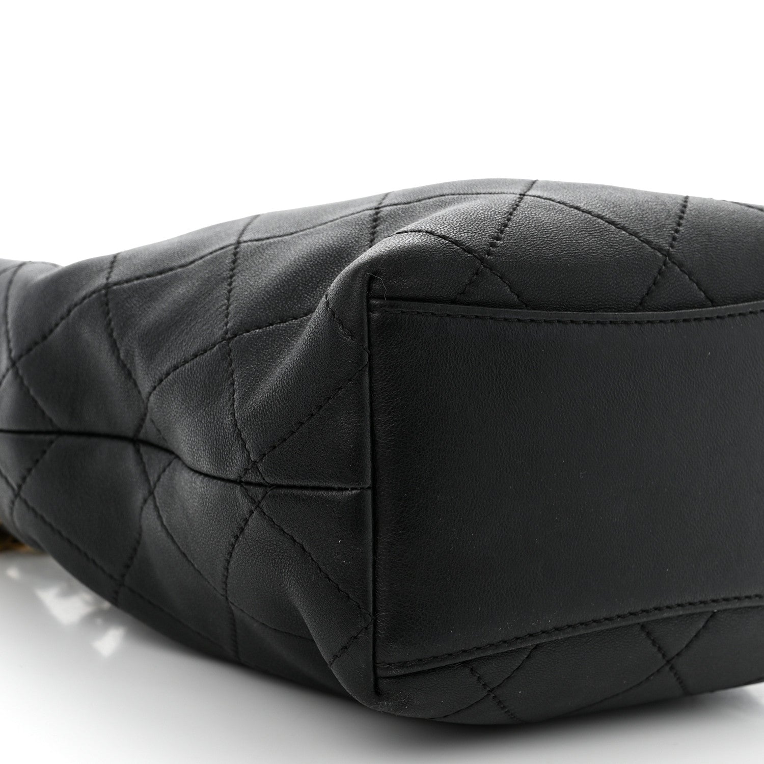 Chanel Lambskin Resin Quilted Small Pearl Samba Bucket Bag Black 9 of 10
