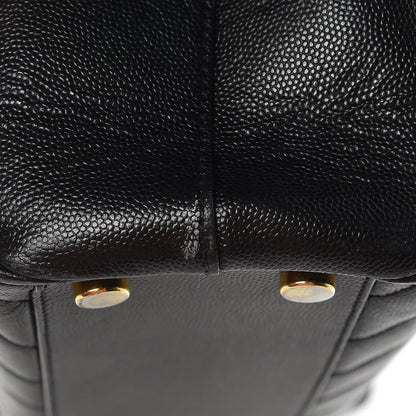 Saint Laurent Grain De Poudre Matelasse Chevron Monogram Shopping Bag Black 9 of 16