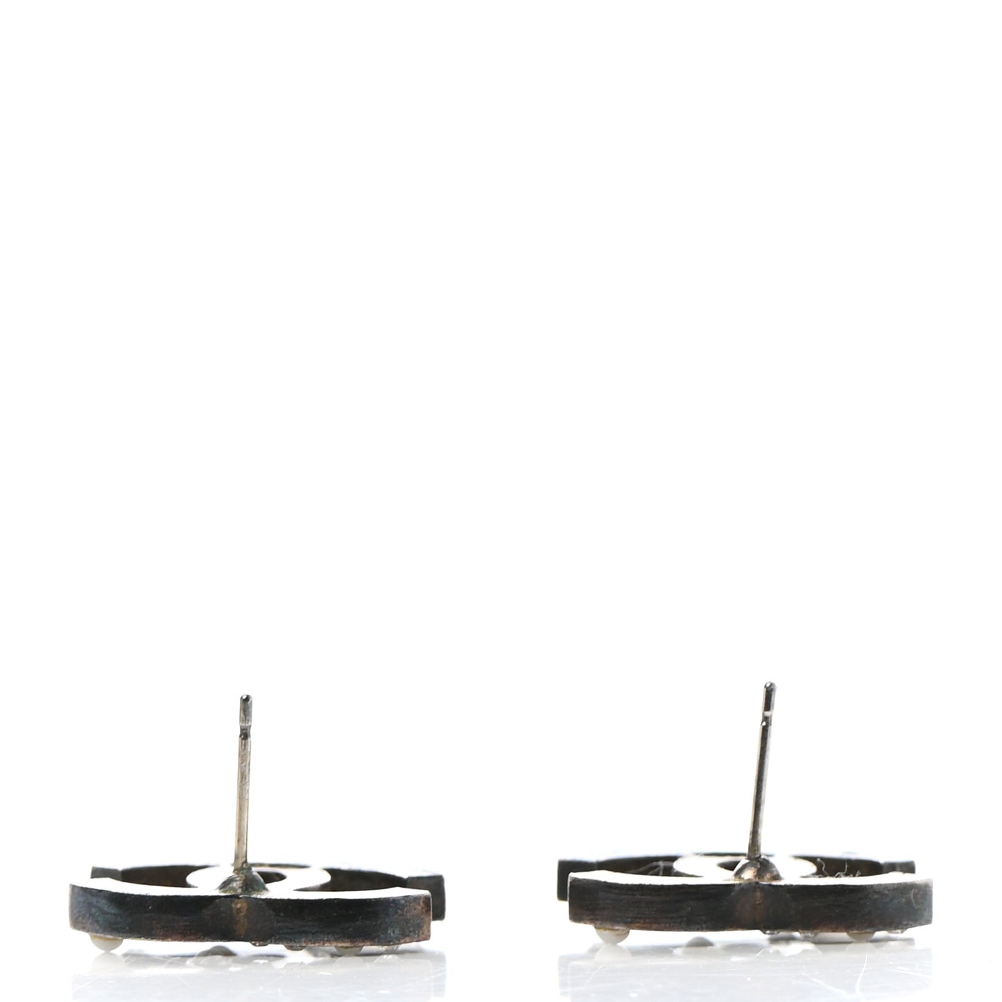 Resin Crystal Pearl CC Earrings Black