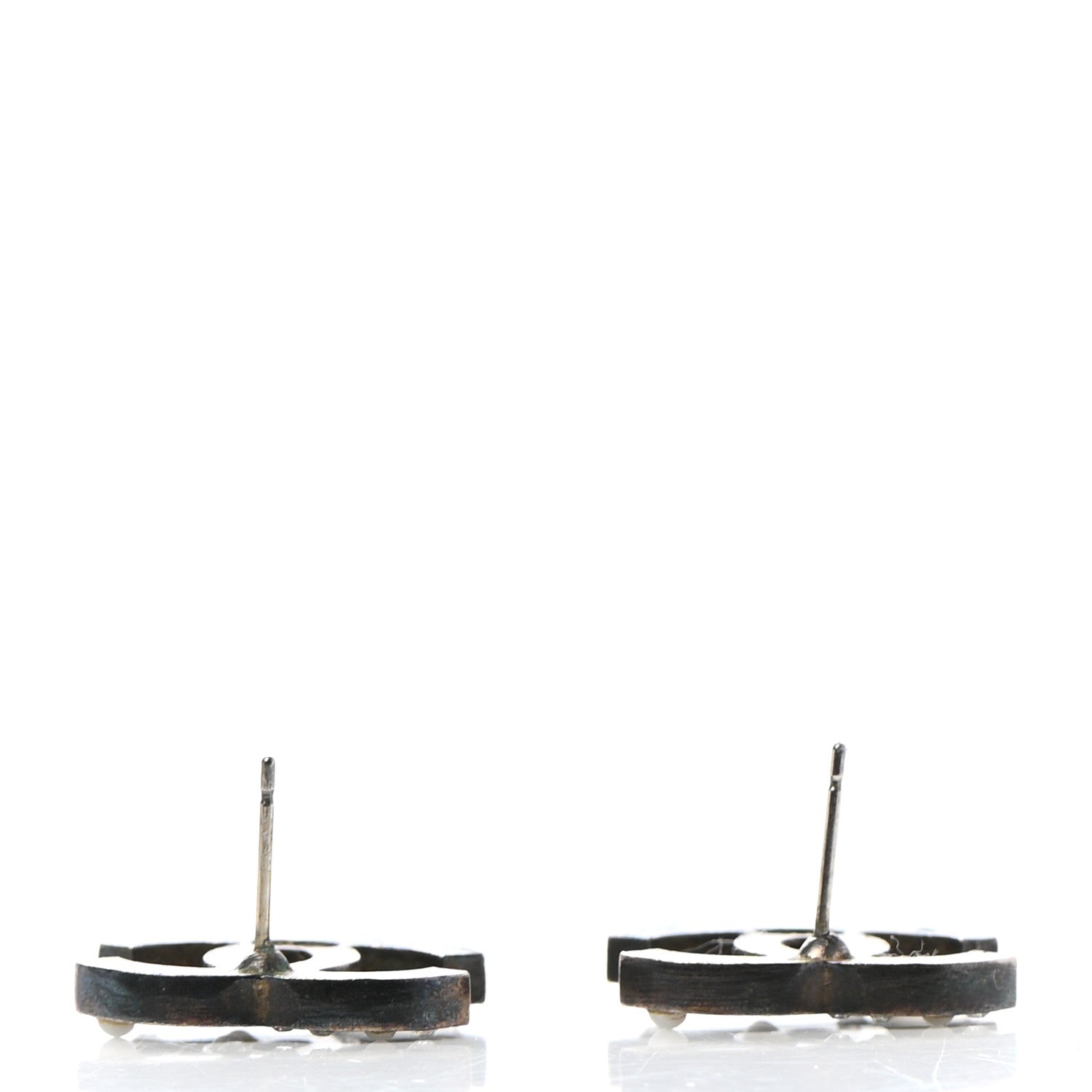 Chanel Resin Crystal Pearl CC Earrings Black 4 of 6