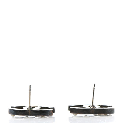 Chanel Resin Crystal Pearl CC Earrings Black 4 of 6