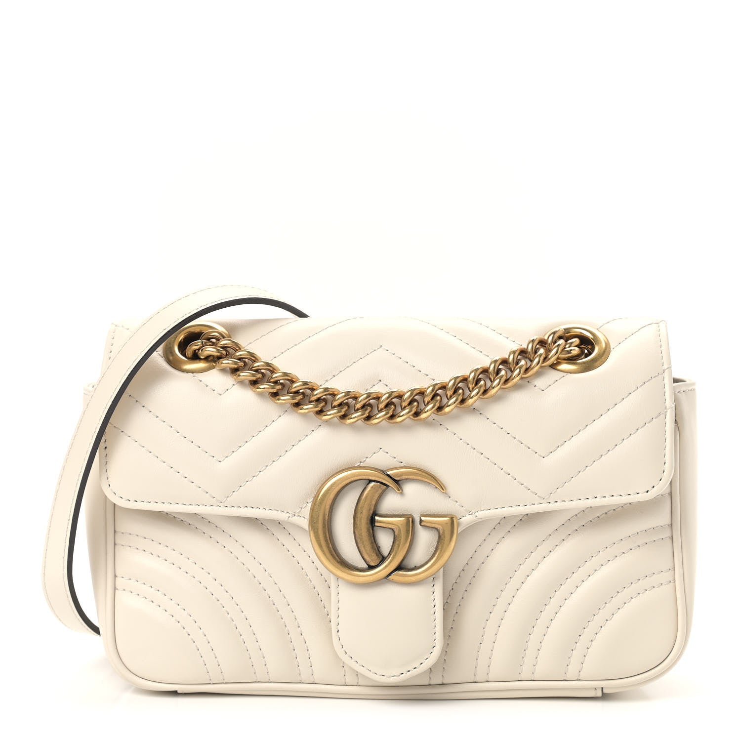 Gucci Calfskin Matelasse Mini GG Marmont Shoulder Bag White 1 of 9