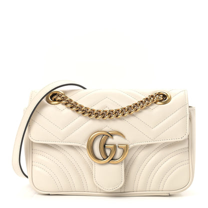 Gucci Calfskin Matelasse Mini GG Marmont Shoulder Bag White 1 of 9