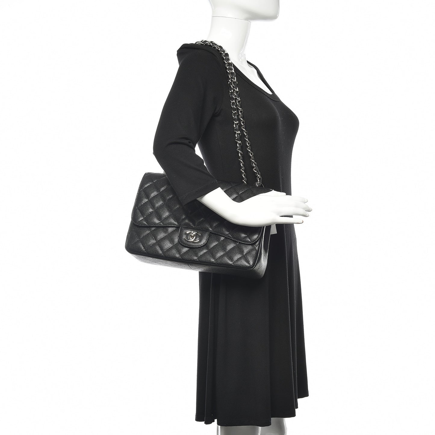Caviar Quilted Jumbo Single Flap Black