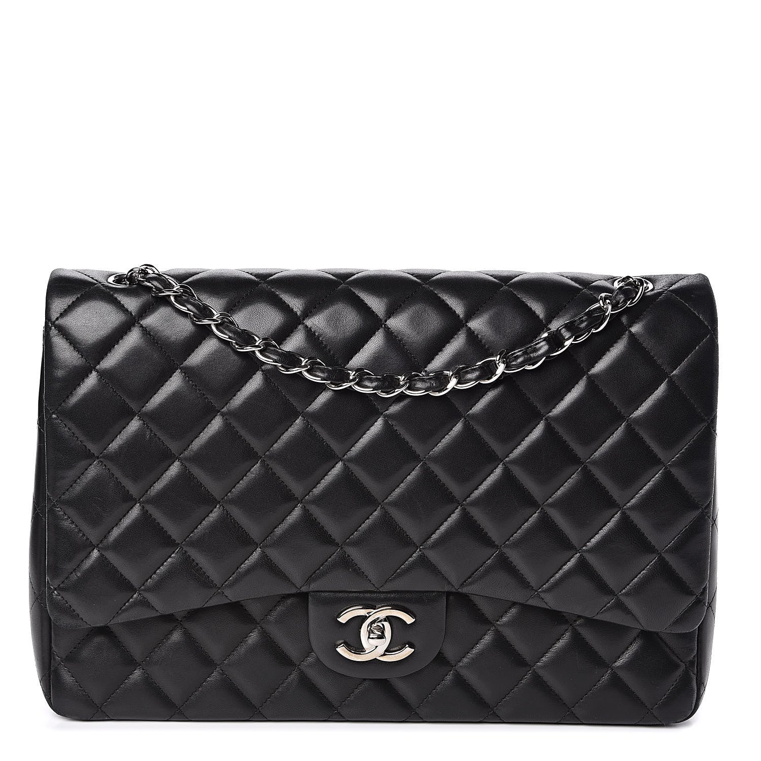 Chanel Lambskin Quilted Maxi Double Flap Black 2 of 15