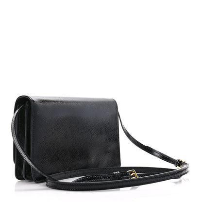Prada Saffiano Vernice Mini Crossbody Wallet Black 2 of 10