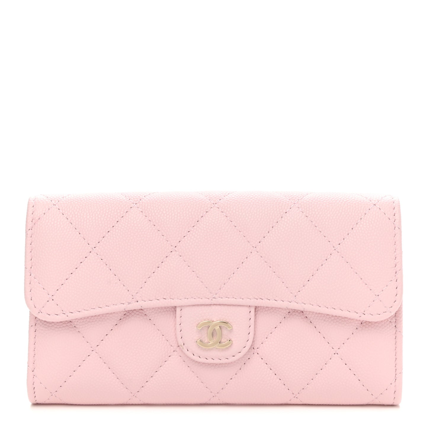 Caviar Quilted Medium Flap Wallet Light Pink