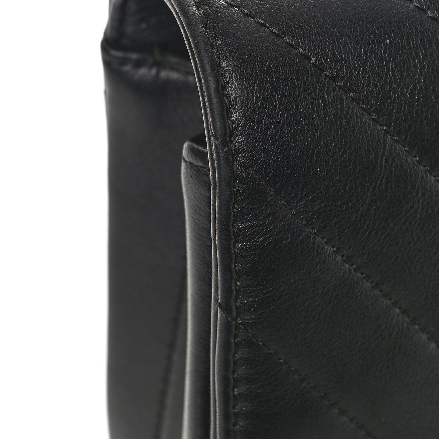 Calfskin Chevron Quilted Large Statement Flap Black