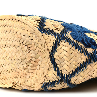 Loewe Embroidered Raffia Basket Tote Bag Natural Black Blue 10 of 10