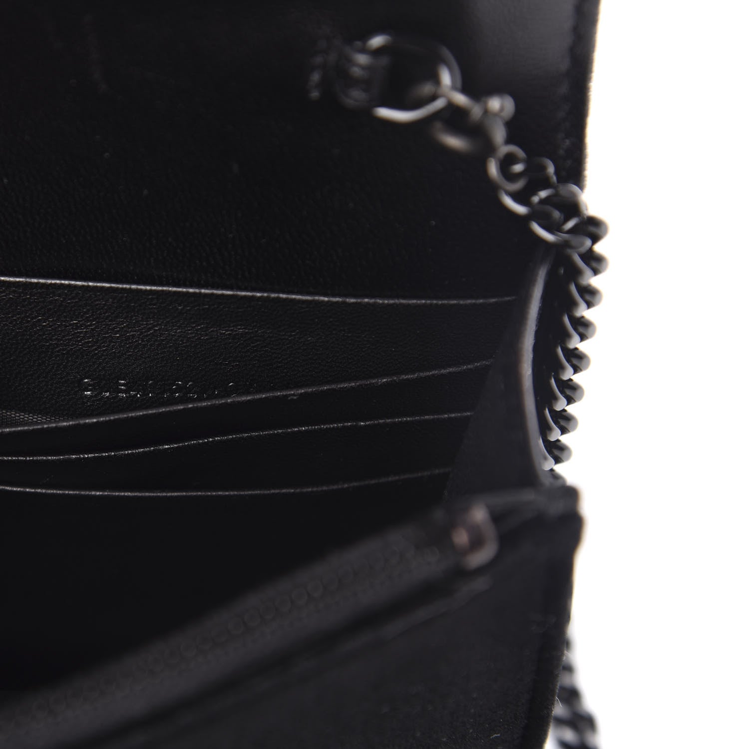 Saint Laurent Velvet Crystal Monogram Kate Tassel Shoulder Bag Black 7 of 12