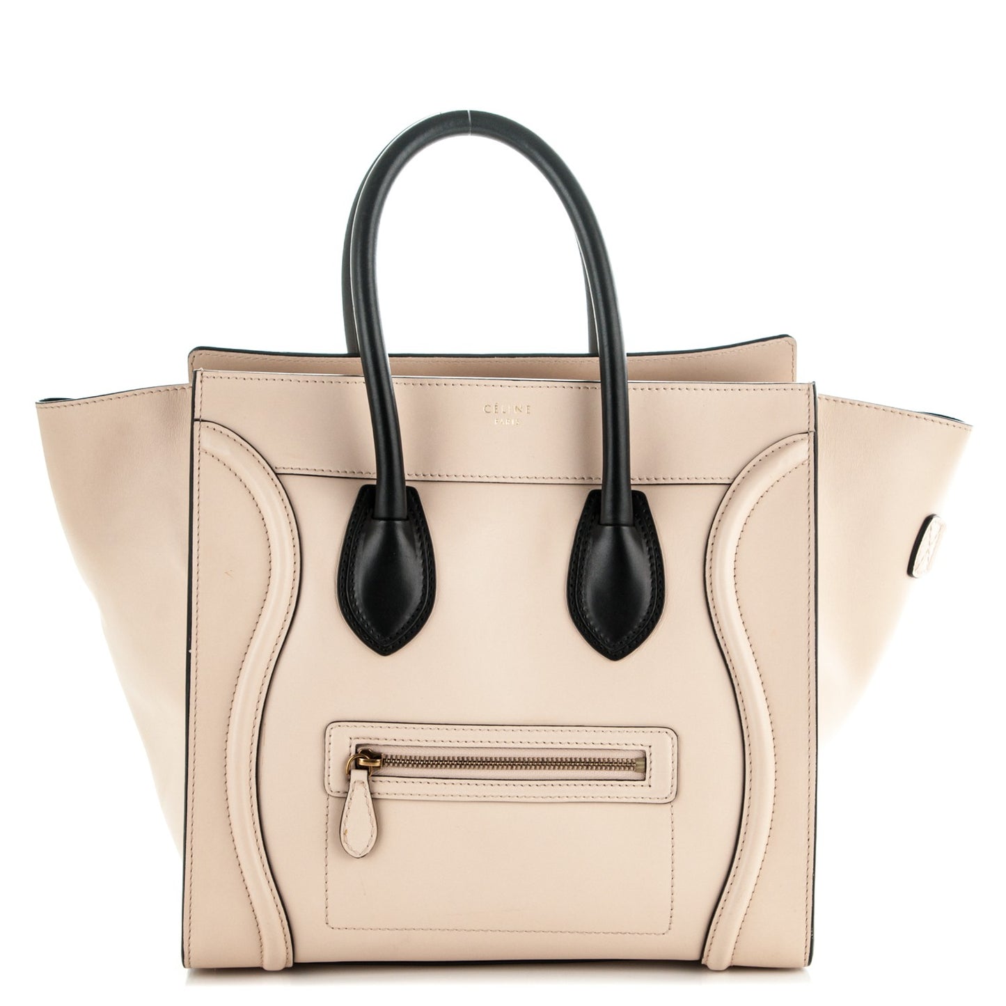 Satin Calfskin Mini Bi-Color Luggage Powder Black