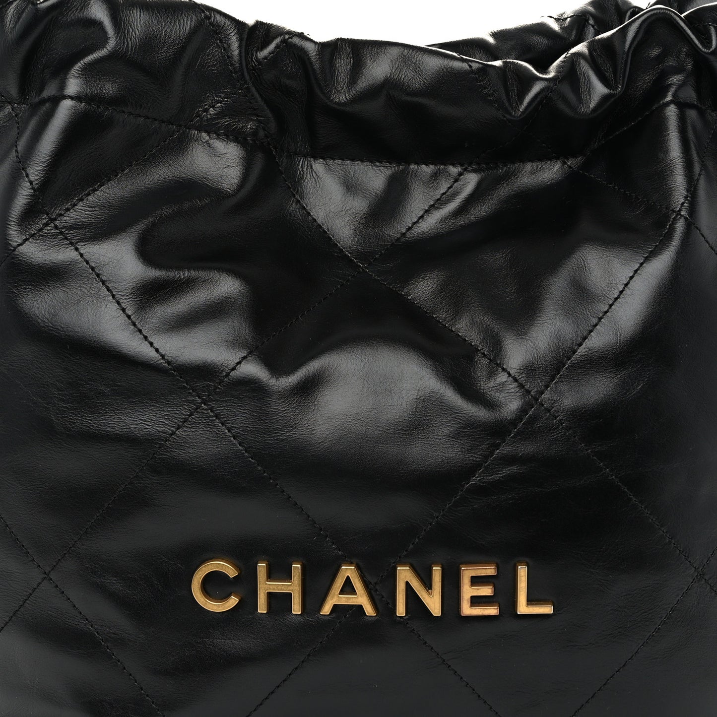 Shiny Calfskin Quilted Small Chanel 22 Black