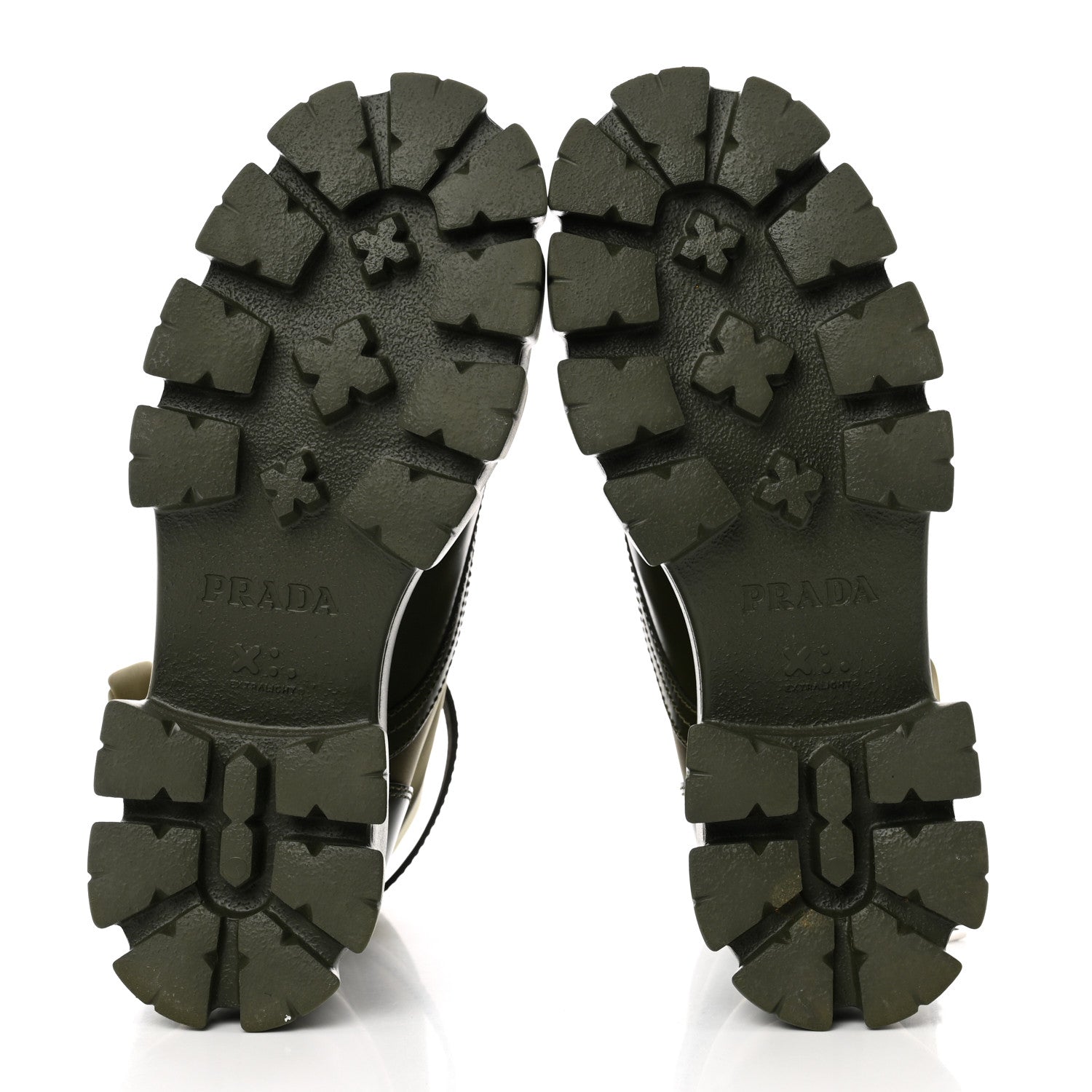 Prada Spazzolato Rois Re-Nylon Metal Triangle Logo Monolith Pouch Pocket 55mm Boots 38.5 Militare 5 of 15