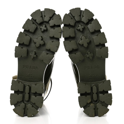 Prada Spazzolato Rois Re-Nylon Metal Triangle Logo Monolith Pouch Pocket 55mm Boots 38.5 Militare 5 of 15