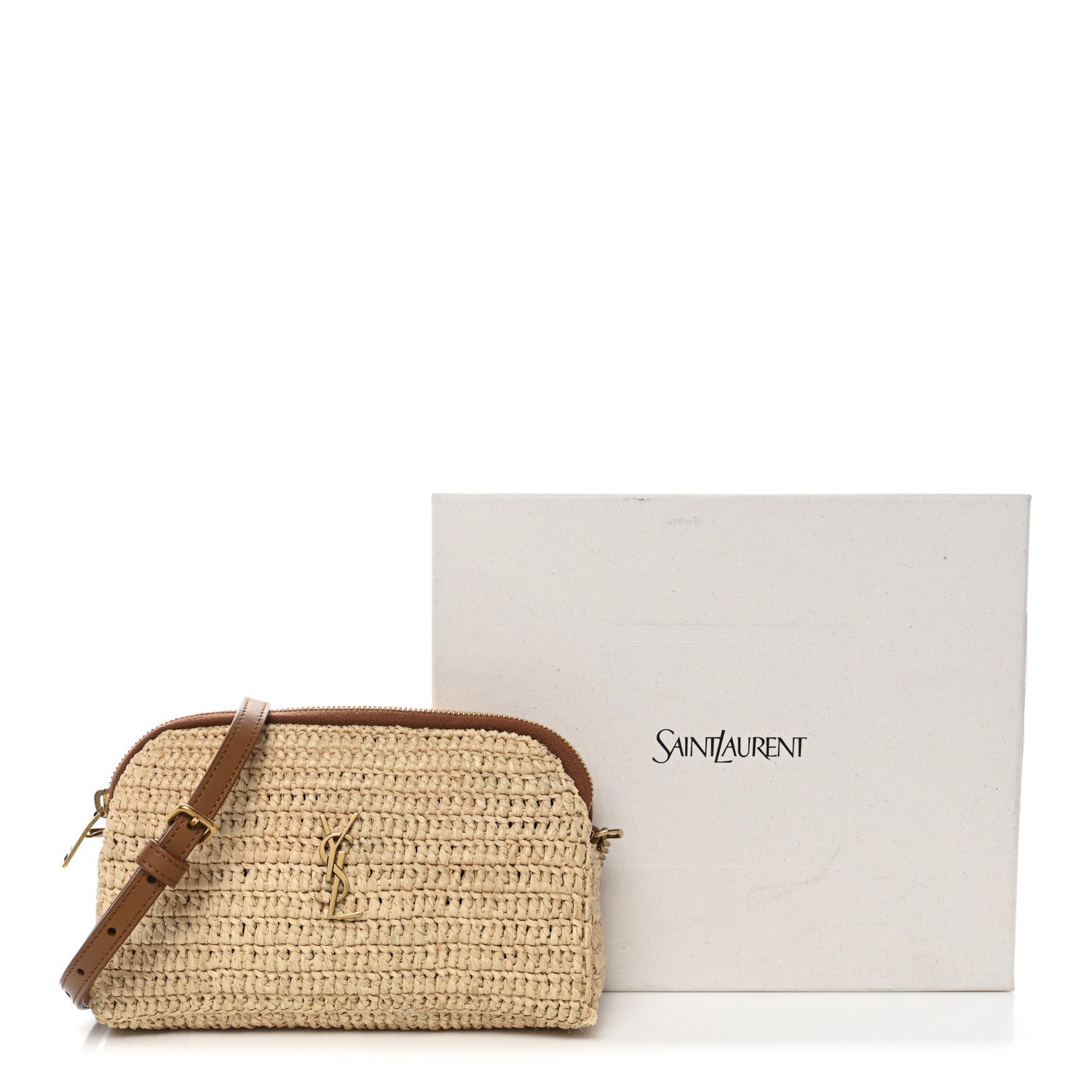 Saint Laurent Raffia Calfskin Gaby Crossbody Bag Natural Brick 11 of 11