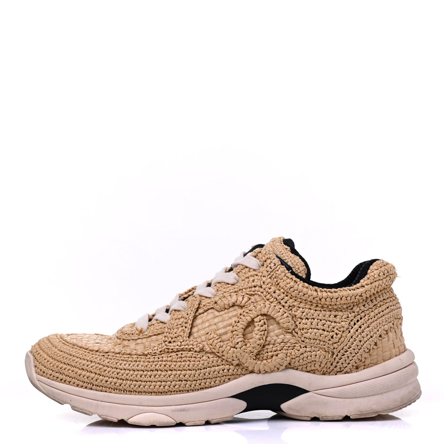 Braided Raffia Womens CC Sneakers 38.5 Beige
