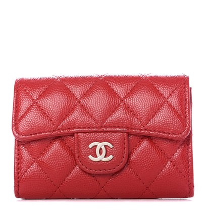 Chanel Caviar Quilted Flap Card Holder Wallet Red 1 of 9