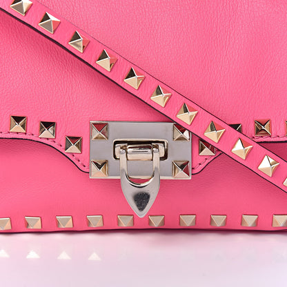 Valentino Garavani Vitello Mini Rockstud Flap Saddle Crossbody Bag Fuxia Fluo 10 of 11