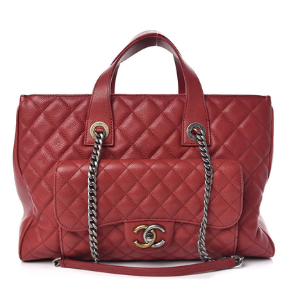 Chanel Caviar Quilted Large Casual Pocket Tote Red 1 of 14