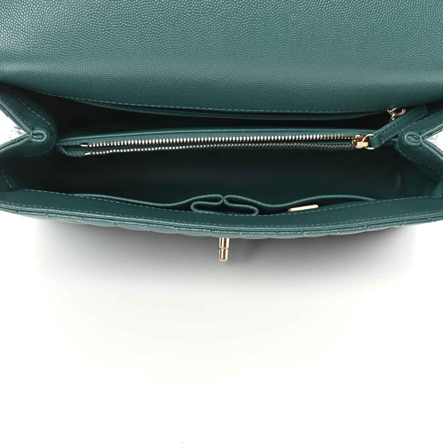 Caviar Quilted Small Coco Handle Flap Green