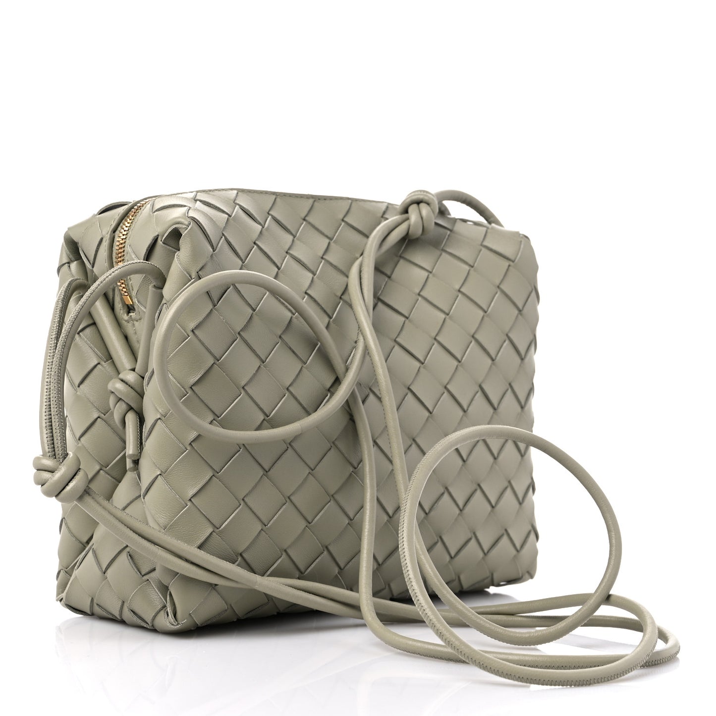 Nappa Intrecciato Small Loop Camera Bag Travertine