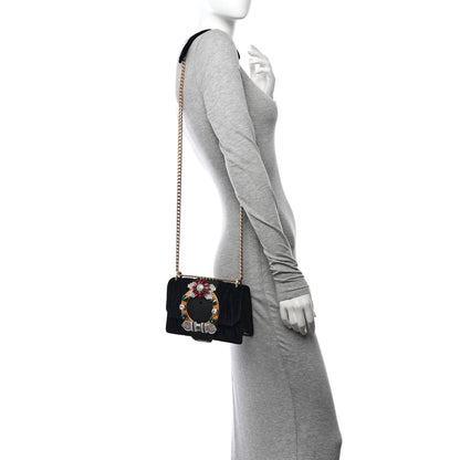Miu Miu Velluto Crystal Embellished Shoulder Bag Black 2 of 12
