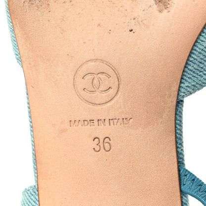 Chanel Denim Cap Toe CC Slingback Flats 36 Blue 8 of 9