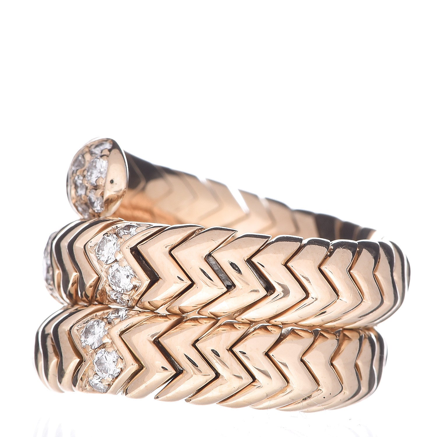 Bulgari 18K Yellow Gold Diamond Spiga Wrap Ring 50 5.25 3 of 5