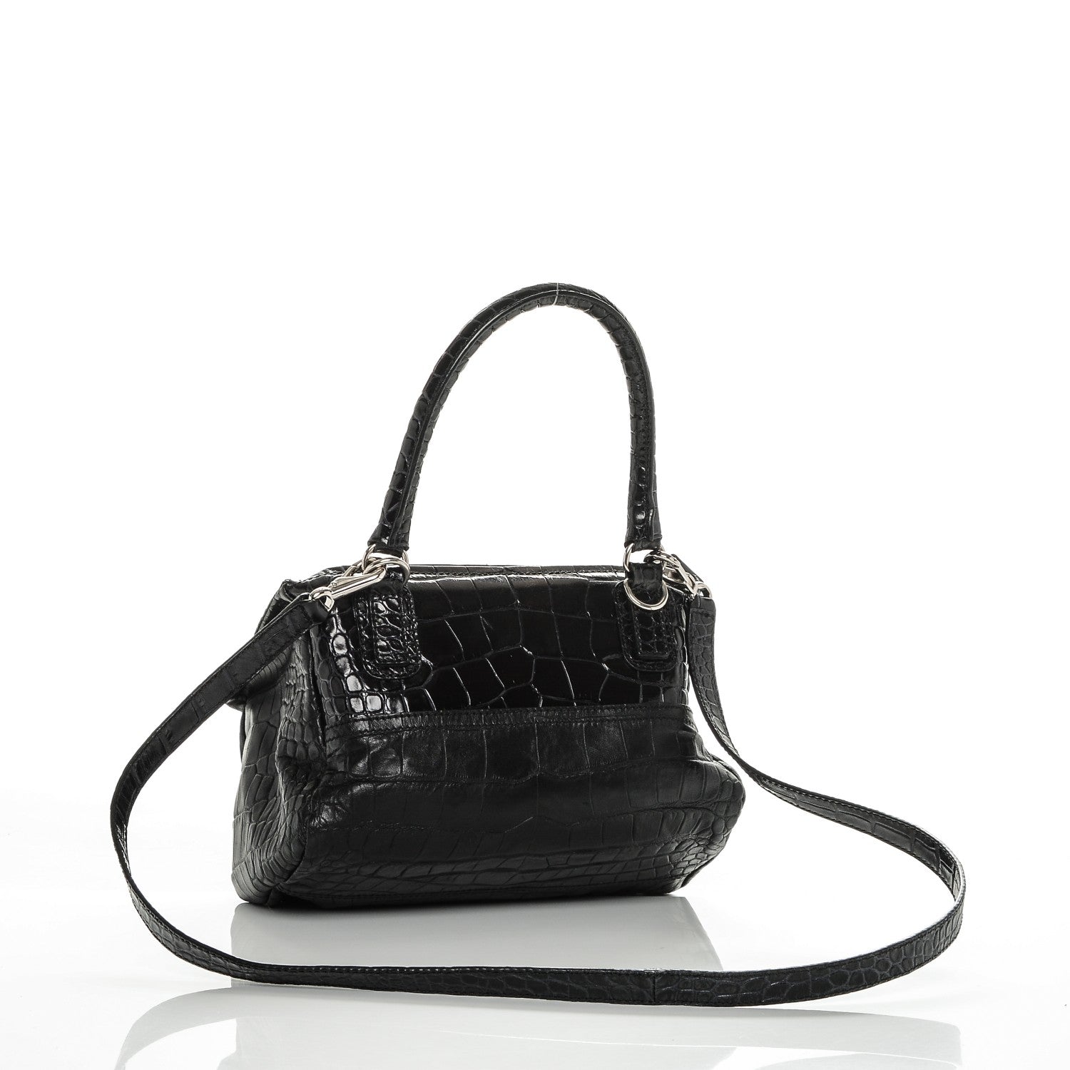 Givenchy Calfskin Crocodile Embossed Small Pandora Black 3 of 7