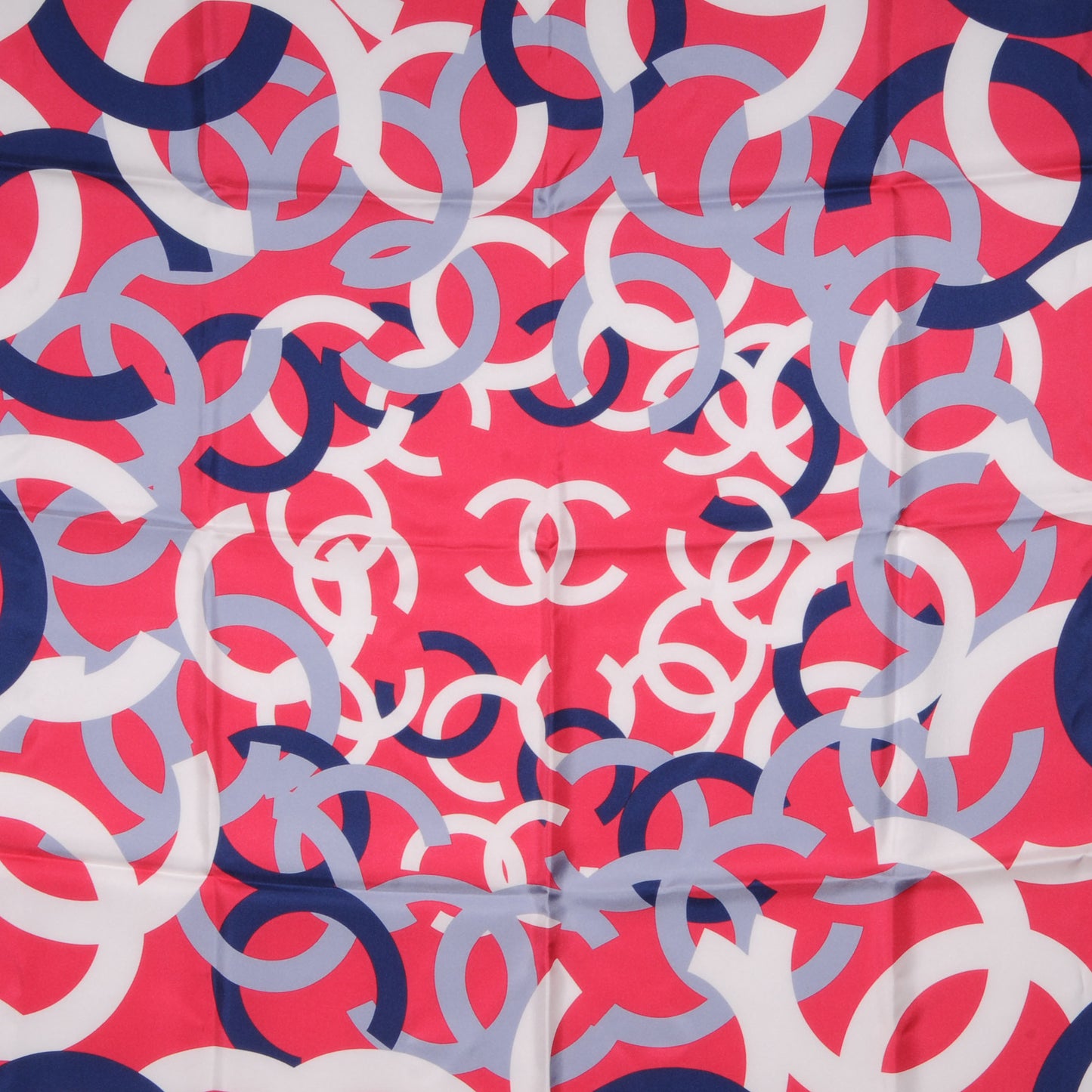 Silk CC Logo Scarf Fuchsia Blue