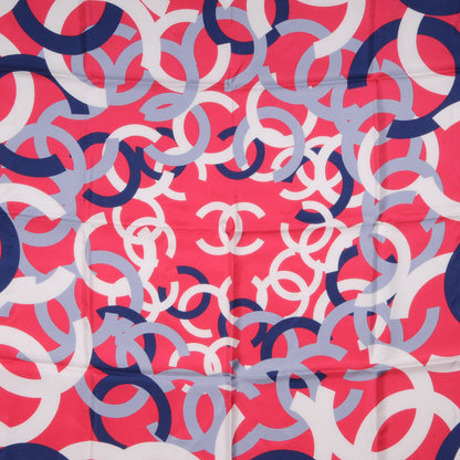 Chanel Silk CC Logo Scarf Fuchsia Blue 1 of 5